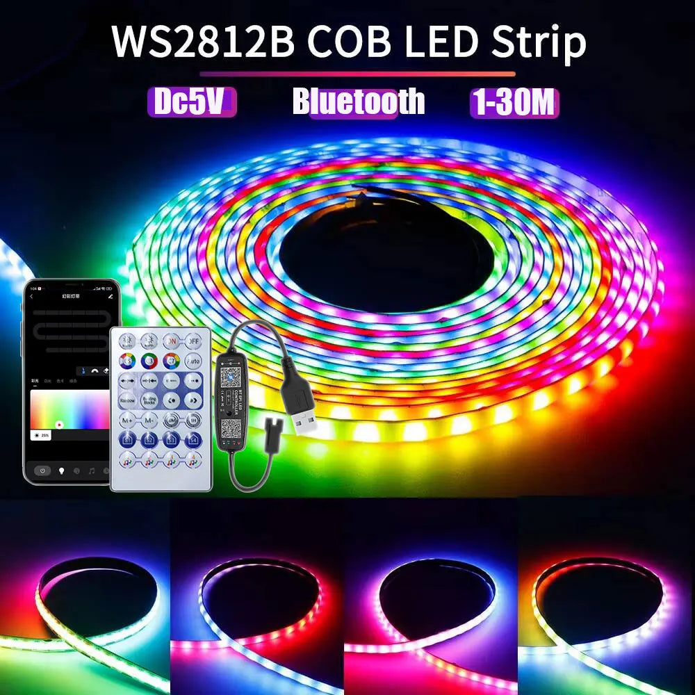 Ws2812B Rgbic Led Strip Light 5V Usb Wall Home Rgb Light Strip Controller App Bluetooth Control 1-30M Flexible Ribbon Lamp Diode