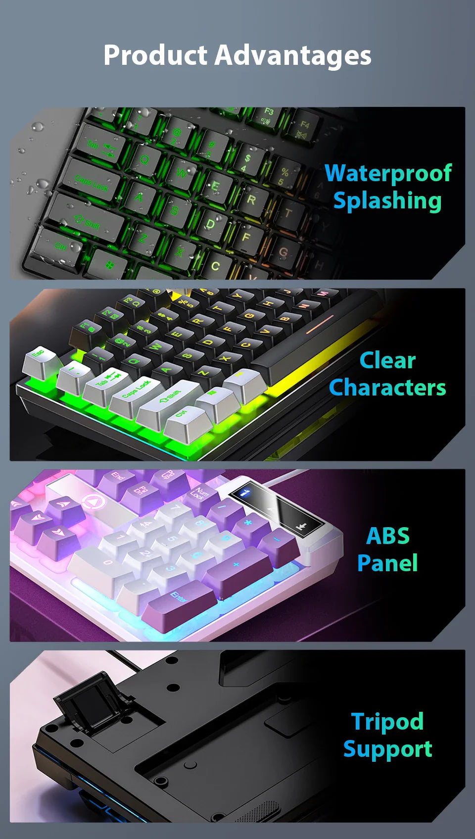 Wired Mechanical Keyboard, Laptop, Desktop Computer, Office Gaming Keyboard, Brown Switch, Multicolor USB Computer Accessories