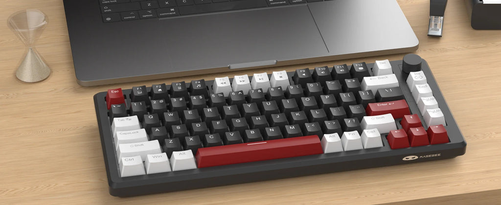 MageGee 75% Mechanical Gaming Keyboard with Knob Control, Blue Backlit Wired Gaming Keyboard Red/Yellow Switch for PC Windows