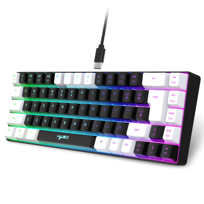 60% Wired Gaming Keyboard, Small RGB Backlit Membrane 68 key Gaming Keyboard, Ultra-Compact Mini Keyboard For PC Computer Gamer