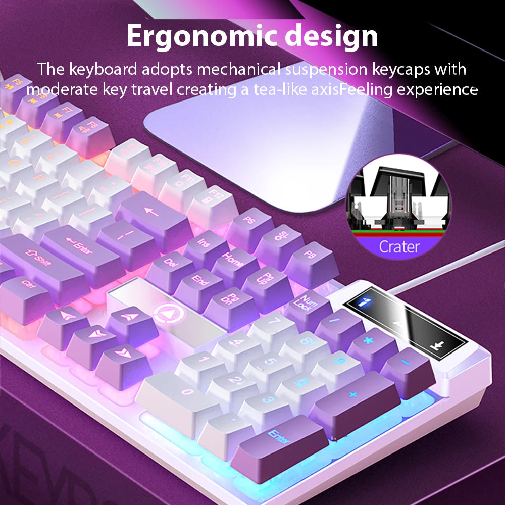 Wired Mechanical Keyboard, Laptop, Desktop Computer, Office Gaming Keyboard, Brown Switch, Multicolor USB Computer Accessories