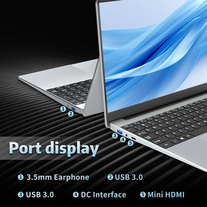 NEW 15.6" Intel N95 Portable Laptop Windows11 Notebook 32GB DDR4 2TB SSD Pc Gamer Office Computer with Backlit Fingerprint