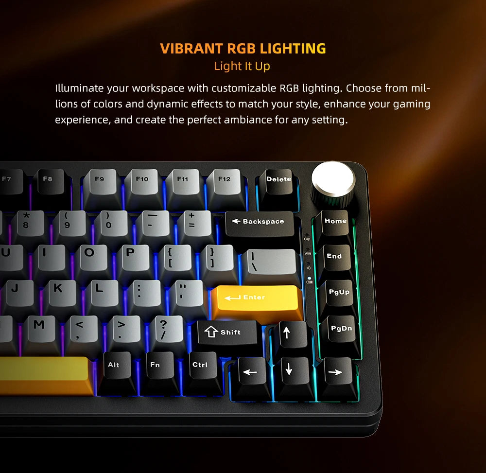 Machenike K600-B82W Mechanical Keyboard Gasket Mounted 75% ANSI Layout Web Driver Support RGB Backlit Wireless Gaming Keyboard