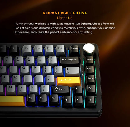 Machenike K600-B82W Mechanical Keyboard Gasket Mounted 75% ANSI Layout Web Driver Support RGB Backlit Wireless Gaming Keyboard