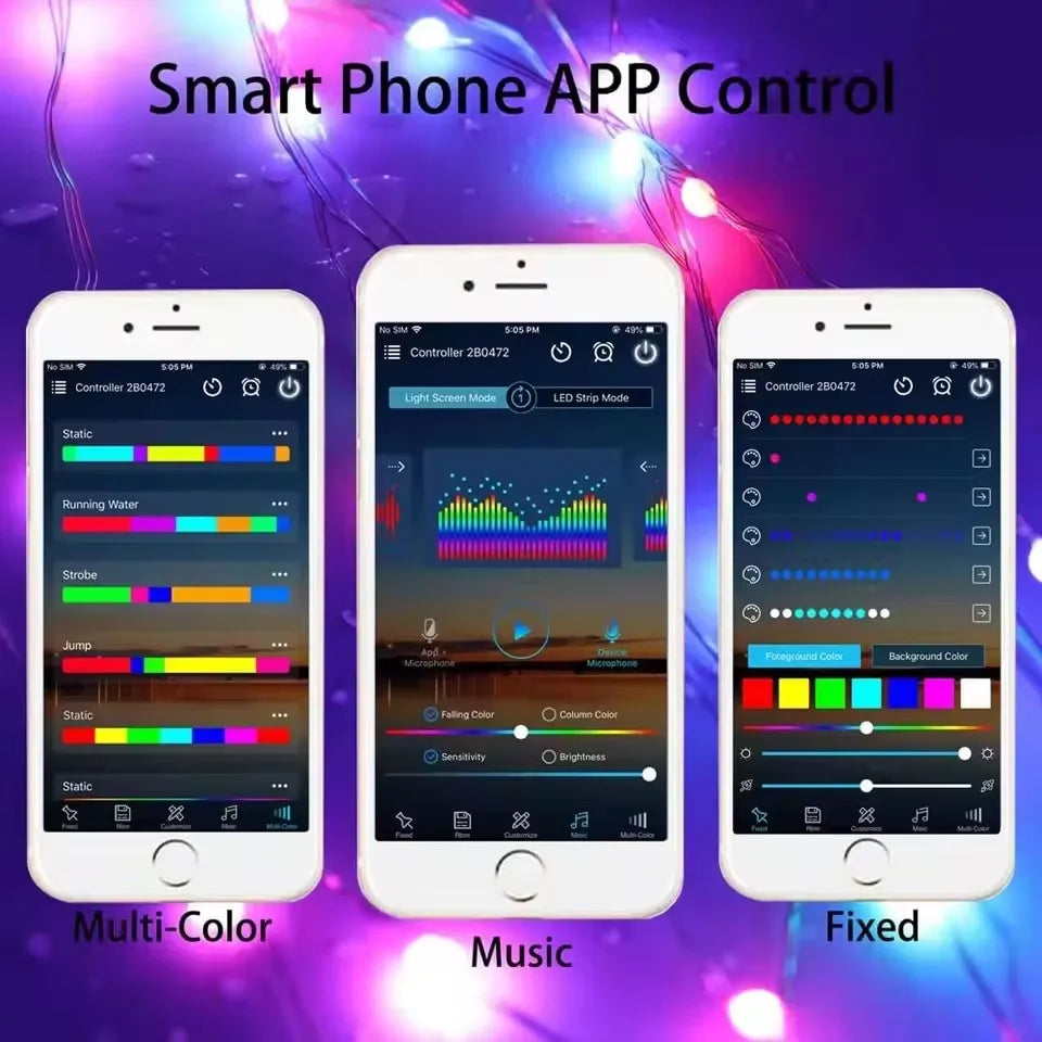 Ws2812B Rgbic Led Strip Light 5V Usb Wall Home Rgb Light Strip Controller App Bluetooth Control 1-30M Flexible Ribbon Lamp Diode