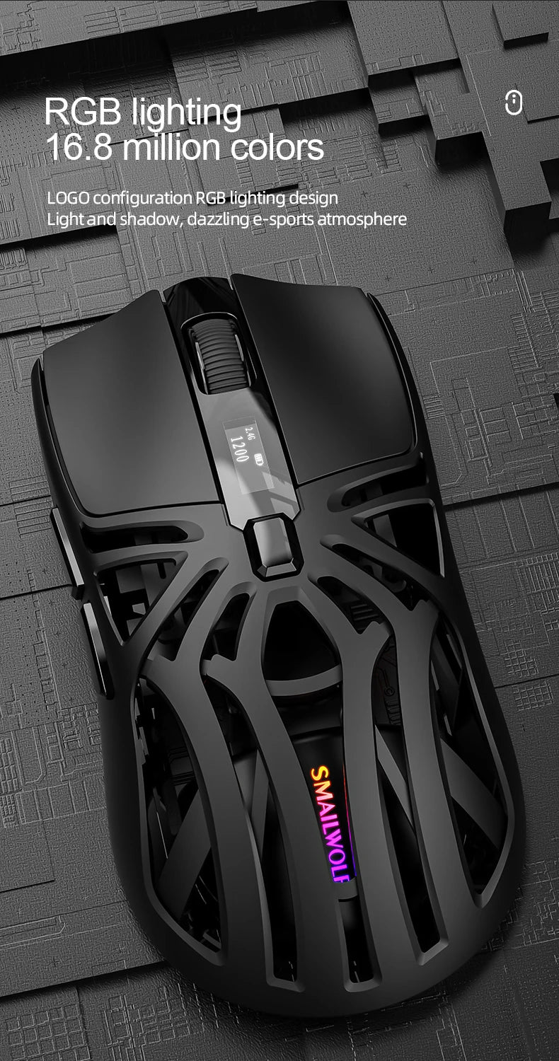 smailwolf RS8 Wireless Bluetooth mouse three-mode RGB lighting 10000DPI lightweight macro programming game mouse rechargeable