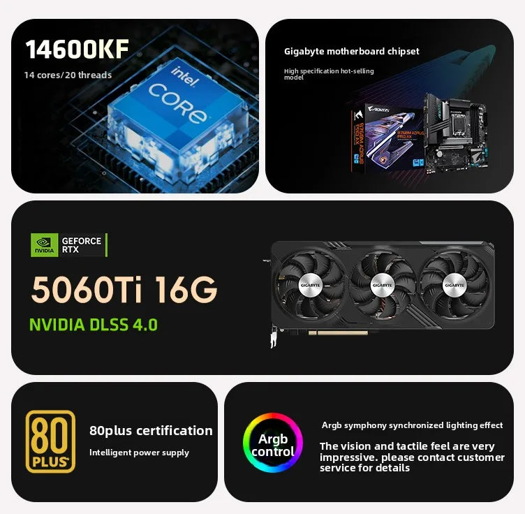 RTX5060Ti computer host, black myth 14600KF/5060 assembled computer 4060tiDIY desktop host
