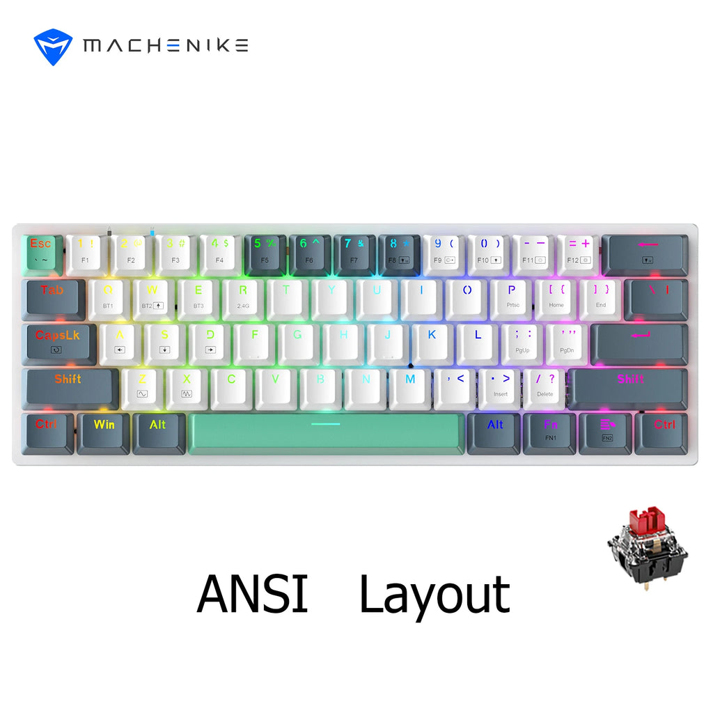 MACHENIKE K500-B61W Mechanical Keyboard 60% Tri-mode ANSI Latam-ES Layout Wireless Hot-swap Gaming Keyboard For PC Gamer