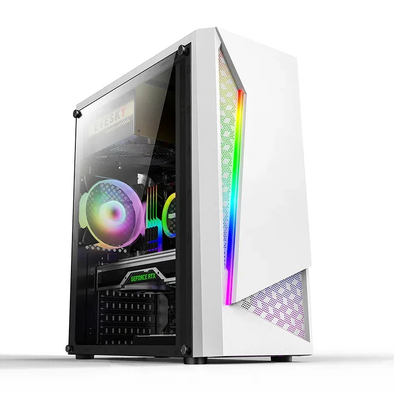 aotesier pc gaming i9 i7 computer acrylic  light strip front panel top power supply side transparent chassis game atx host box