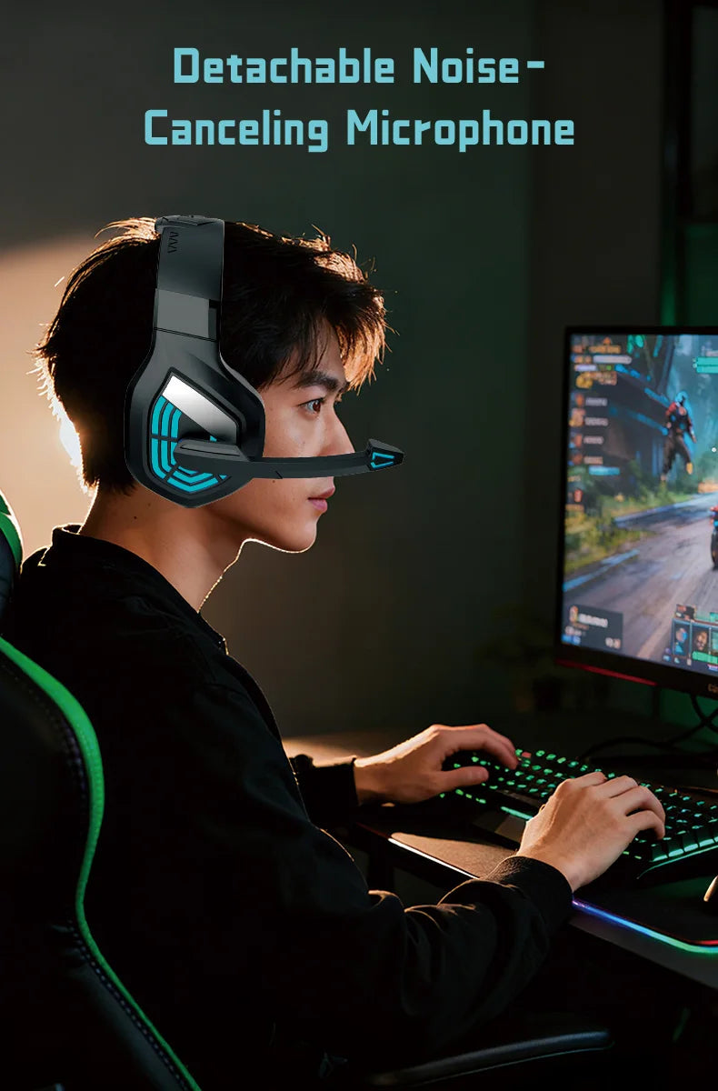 G7 LED Light Gaming Headset USB Stereo Surround Wired Headphone with Noise Reduction Mic Earphones for Computer PC Gamer