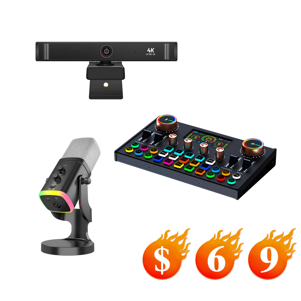 Podcast Full set of microphone live sound card 4k webcam microphone live streaming