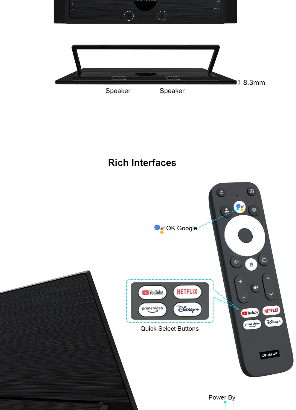 Zeuslap 18.5 inch Smart TV Portable Touch Screen Monitor with Google TV For Mini PC Laptop Phone Xbox PS4 PS5 Switch