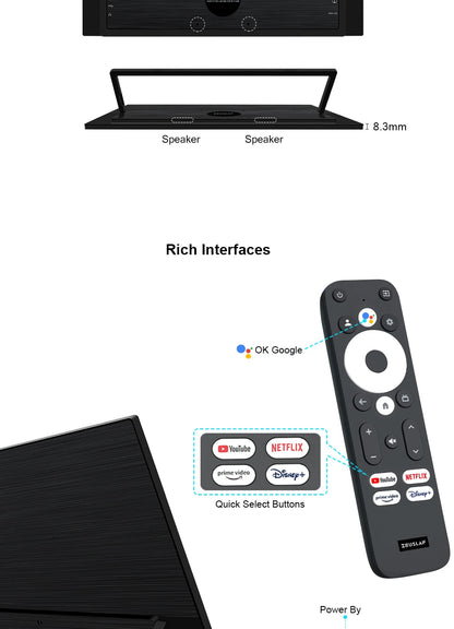 Zeuslap 18.5 inch Smart TV Portable Touch Screen Monitor with Google TV For Mini PC Laptop Phone Xbox PS4 PS5 Switch