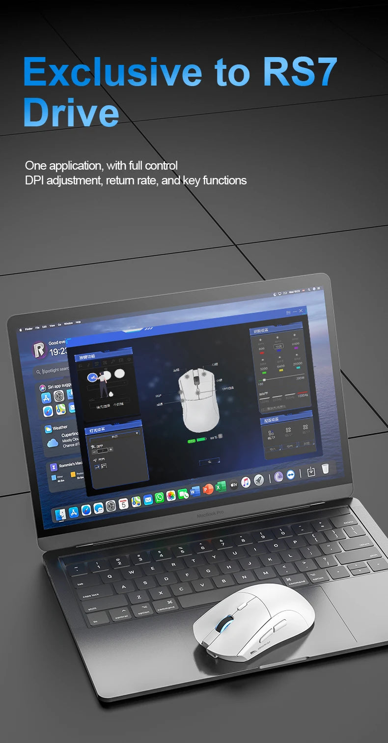 SMAILWOLF RS7 Bluetooth wireless gaming mouse three mode PAW3311 macro-definition mouse laptop gaming office