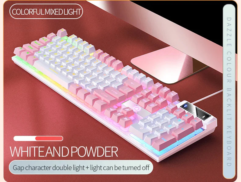 Wired Mechanical Keyboard, Laptop, Desktop Computer, Office Gaming Keyboard, Brown Switch, Multicolor USB Computer Accessories