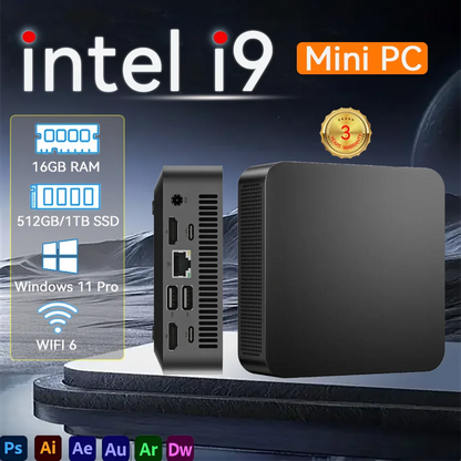 Gaming Mini PC Intel Core i9 8950HK Windows 11 Pro 16GB DDR4 1TB SSD WiFi6 M.2 UHD Graphics 1000Mbps Portable Mini PC Desktop