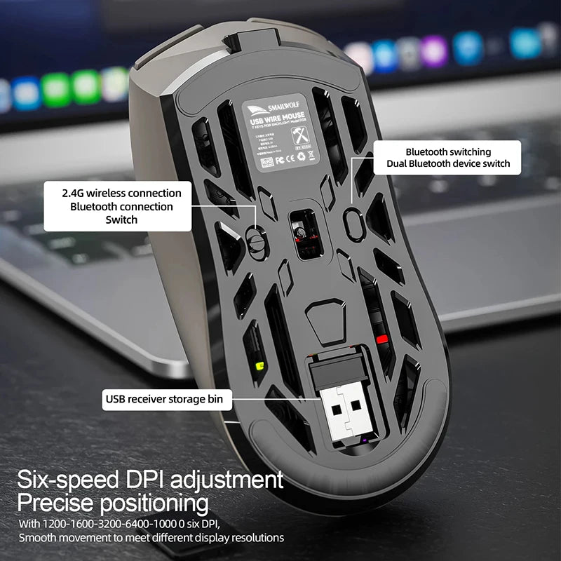 Xiaomi RS8 1000Hz Bluetooth Wireless Mouse 10000DPI Three-mode Connection Lightweight Macro Gaming Mouse Notebook Computer