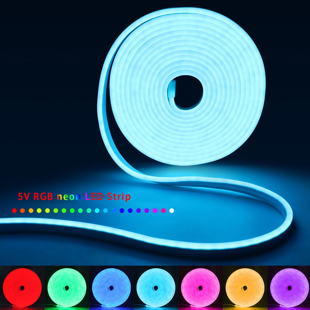 USB RGB Neon LED Strip 1M 2M 3M 5M WiFi 5V RGB Strip Work With Tuya App/Smart Life/Alexa for Game Home Neon Decor Lighting