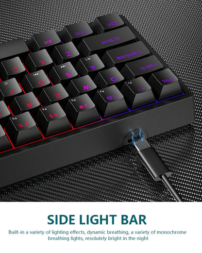 K620 Mini Gaming Mechanical Keyboard 61 Keys RGB Hotswap Type-C Wired Gaming Keyboard PBT Keycaps 60% Ergonomics Keyboards