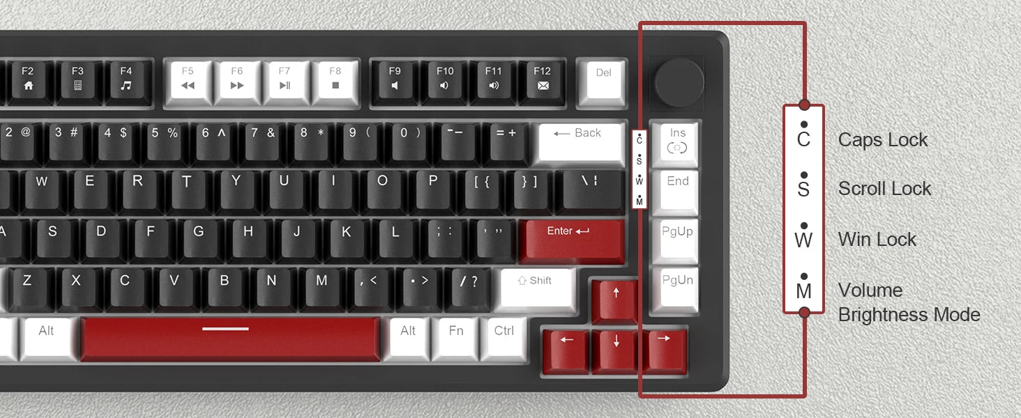 MageGee 75% Mechanical Gaming Keyboard with Knob Control, Blue Backlit Wired Gaming Keyboard Red/Yellow Switch for PC Windows