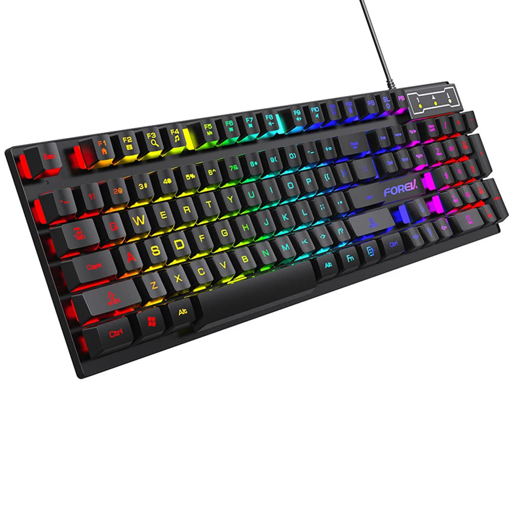 104 Keys Backlit Mechanical Keyboard Wired RGB Gaming Mouse Set for Laptop Desktop Ergonomics Luminous Mouse Set PC Accessories