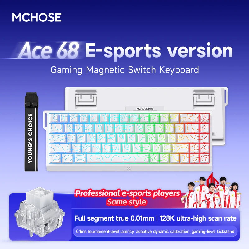 MCHOSE Ace68 Wired Mechanical Gaming Keyboard-68-Key Ultra-Compact layout RGB Backlit Ultra-Low Latency Type-C Wired