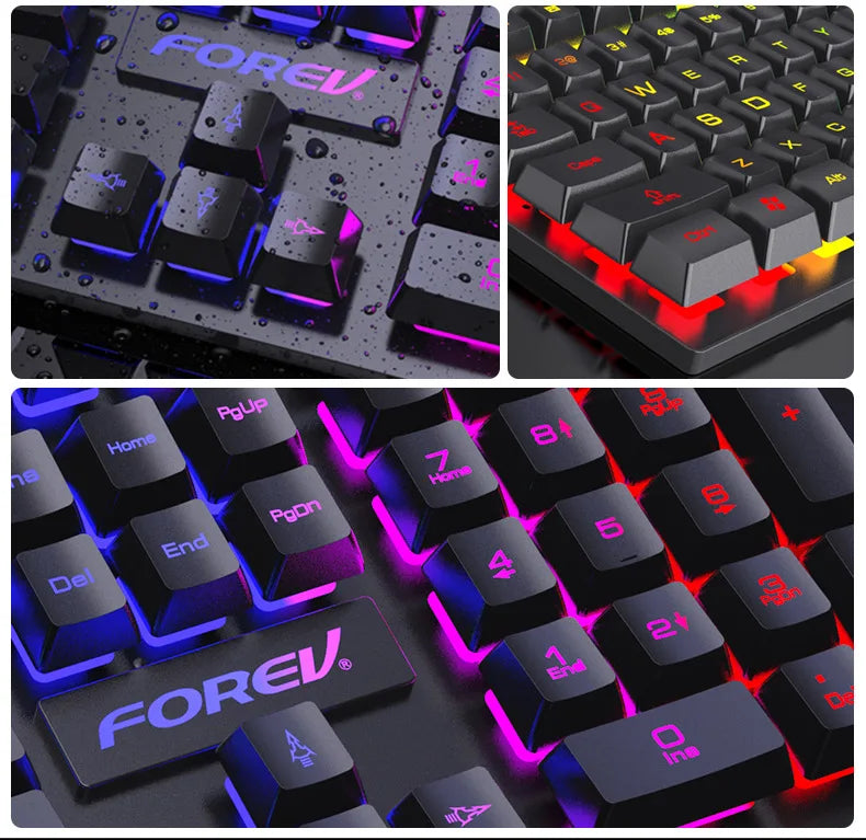 104 Keys Backlit Mechanical Keyboard Wired RGB Gaming Mouse Set for Laptop Desktop Ergonomics Luminous Mouse Set PC Accessories