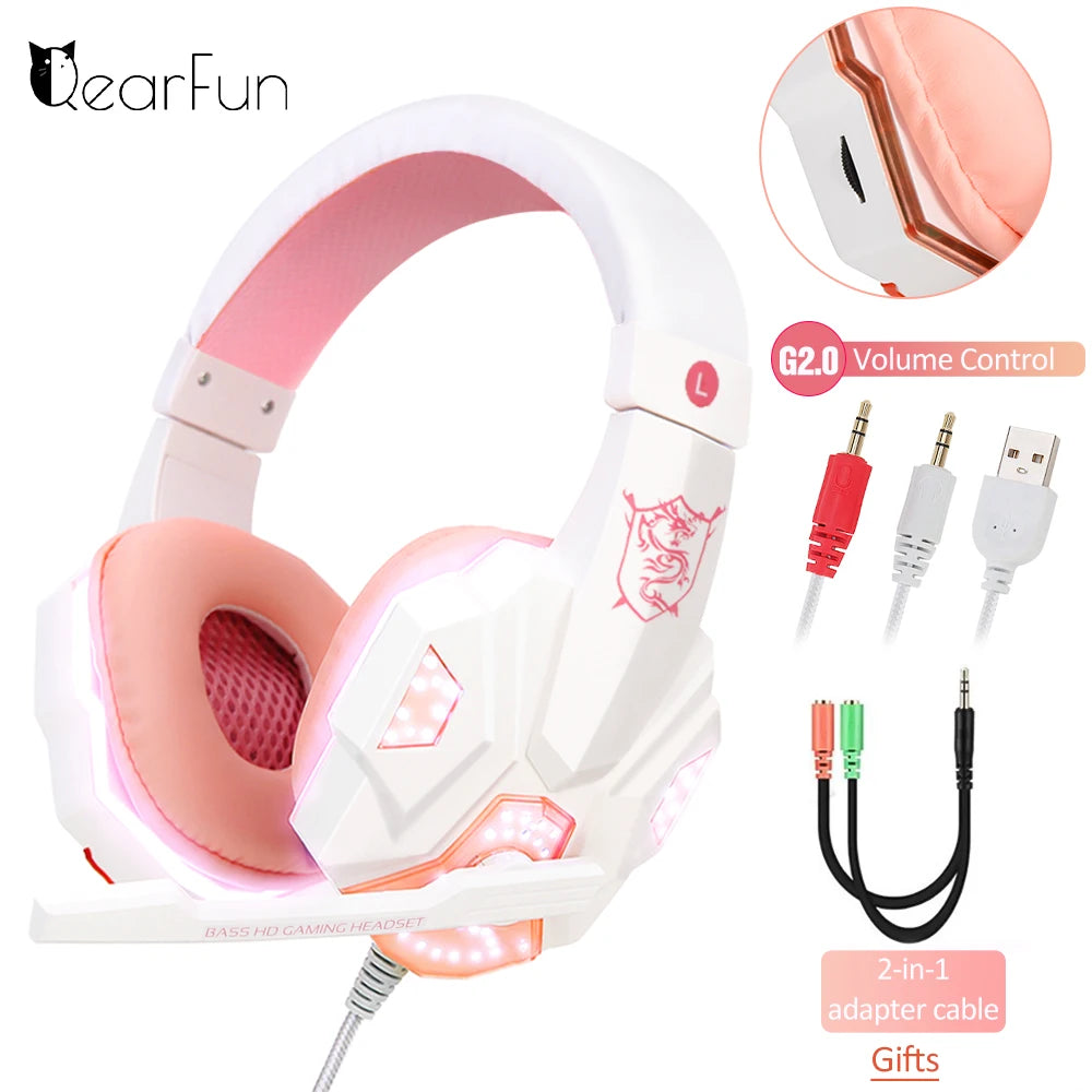 Gaming Headset with Mic and LED Light for PC Laptop Computer Cellphone PS4 Xbox 3.5mm Wired Stereo PC Gaming Headset Gifts