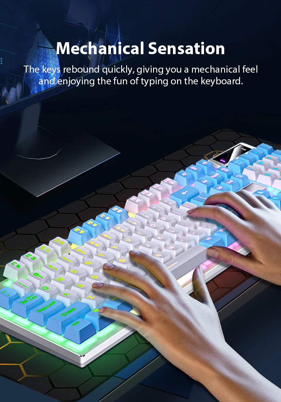 Wired Mechanical Keyboard, Laptop, Desktop Computer, Office Gaming Keyboard, Brown Switch, Multicolor USB Computer Accessories