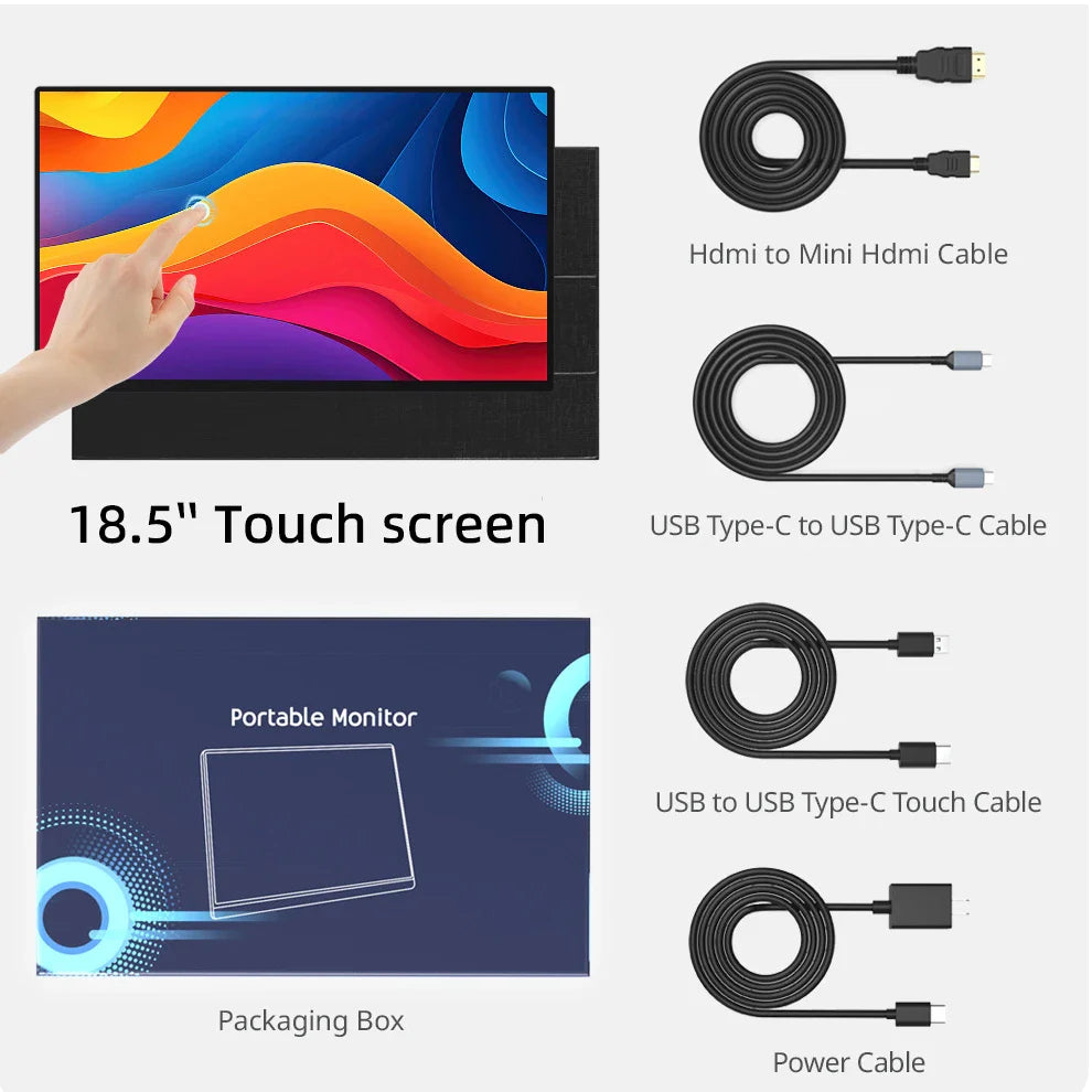 XIANWEI 18.5 inch Portable Monitor Touch 100%sRGB 100Hz External Screen Gaming Office Display For Switch Phone Laptop Xbox PS4/5