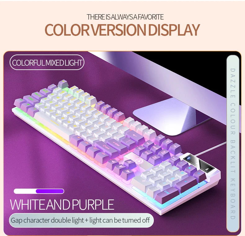 Wired Mechanical Keyboard, Laptop, Desktop Computer, Office Gaming Keyboard, Brown Switch, Multicolor USB Computer Accessories