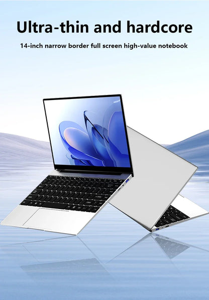 NEW 14.1" Ultra Slim Laptop 16GB RAM 2TB SSD Windows 11 Intel N3700 Notebook Gamer 1920*1080 Display Office Study Computer PC