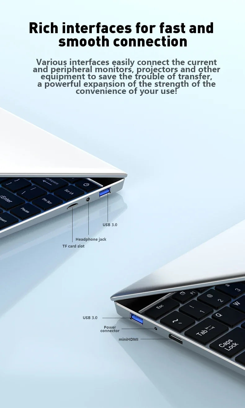 NEW 14.1" Ultra Slim Laptop 16GB RAM 2TB SSD Windows 11 Intel N3700 Notebook Gamer 1920*1080 Display Office Study Computer PC