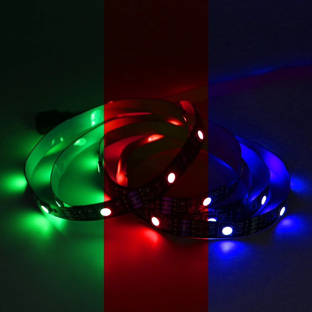 DC 5V 5050 RGB Strip LED Light Battery Powed IP21/IP65 Ribbon Tape Stable Led Strips Indoor Outdoor 3/24/44key Control Remote