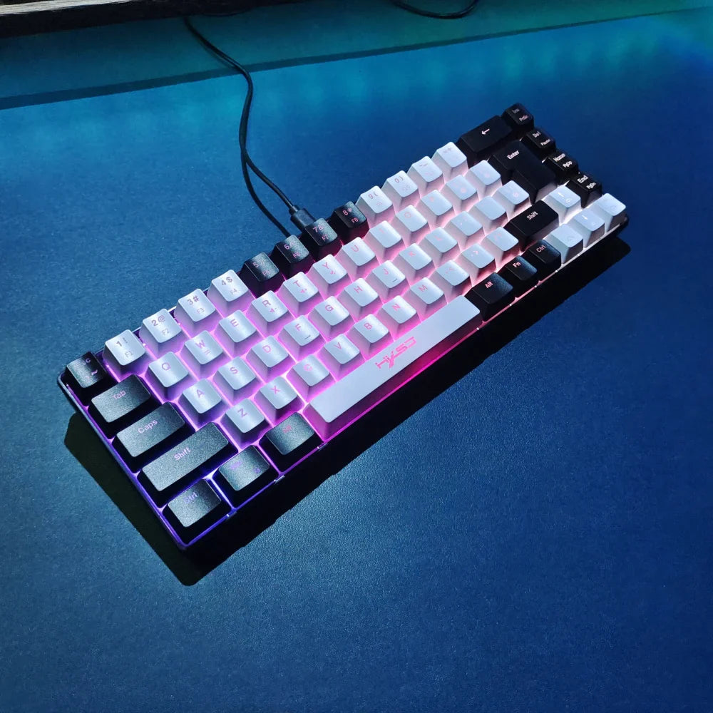 60% Wired Gaming Keyboard, Small RGB Backlit Membrane 68 key Gaming Keyboard, Ultra-Compact Mini Keyboard For PC Computer Gamer