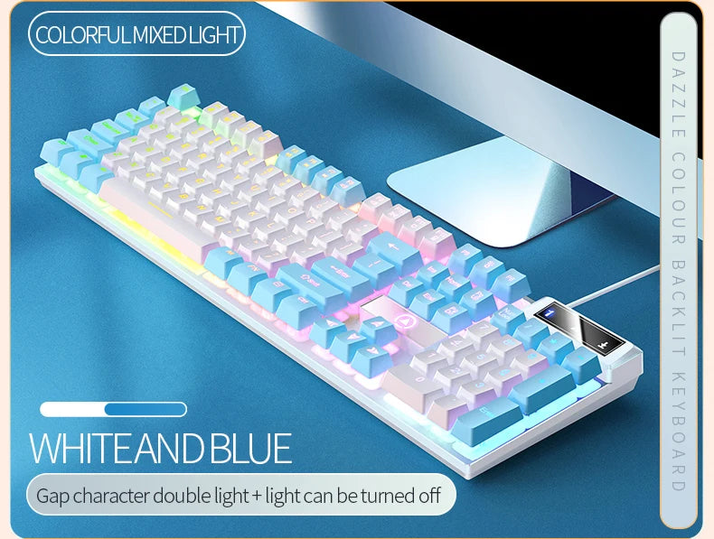 Wired Mechanical Keyboard, Laptop, Desktop Computer, Office Gaming Keyboard, Brown Switch, Multicolor USB Computer Accessories