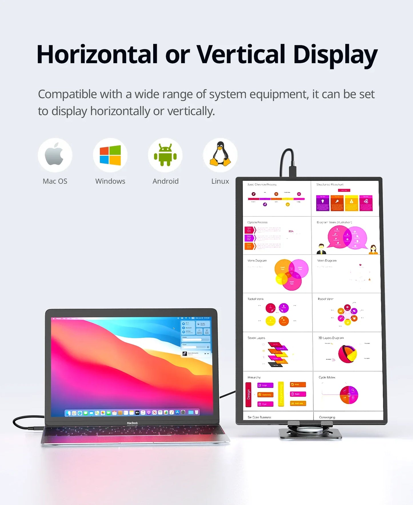 XIANWEI 18.5 inch Portable Monitor Touch 100%sRGB 100Hz External Screen Gaming Office Display For Switch Phone Laptop Xbox PS4/5