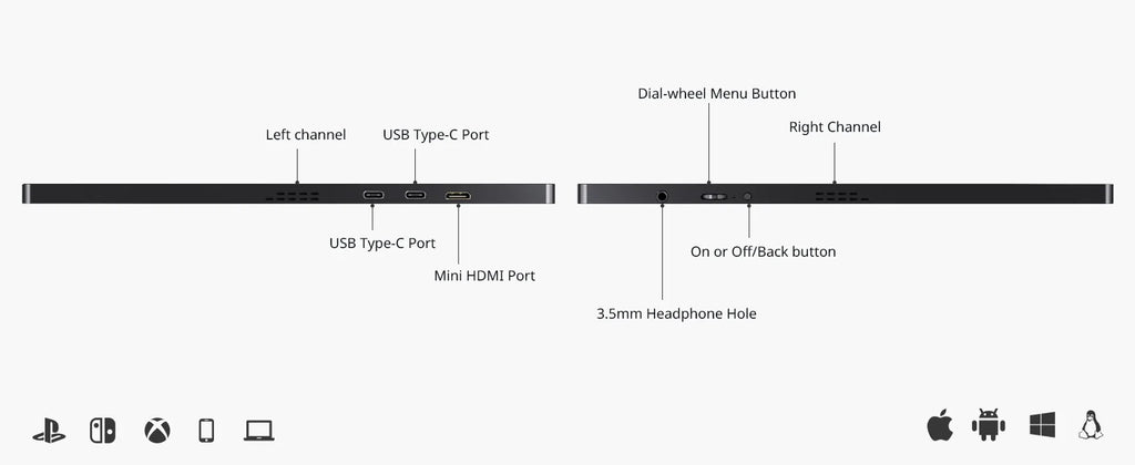 XIANWEI 18.5 inch Portable Monitor Touch 100%sRGB 100Hz External Screen Gaming Office Display For Switch Phone Laptop Xbox PS4/5