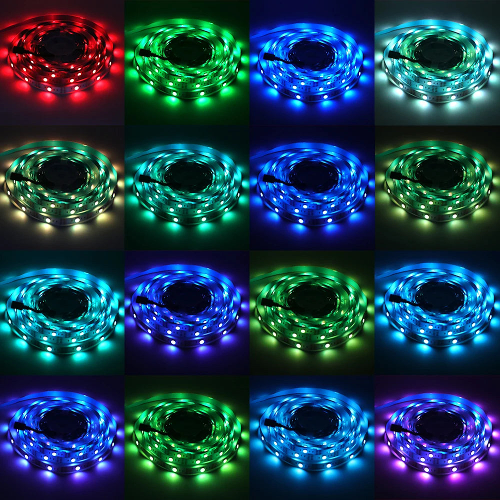 DC 5V 5050 RGB Strip LED Light Battery Powed IP21/IP65 Ribbon Tape Stable Led Strips Indoor Outdoor 3/24/44key Control Remote