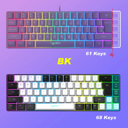 60% Wired Gaming Keyboard, Small RGB Backlit Membrane 68 key Gaming Keyboard, Ultra-Compact Mini Keyboard For PC Computer Gamer