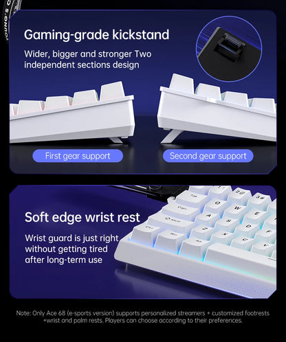 MCHOSE Ace68 Wired Mechanical Gaming Keyboard-68-Key Ultra-Compact layout RGB Backlit Ultra-Low Latency Type-C Wired