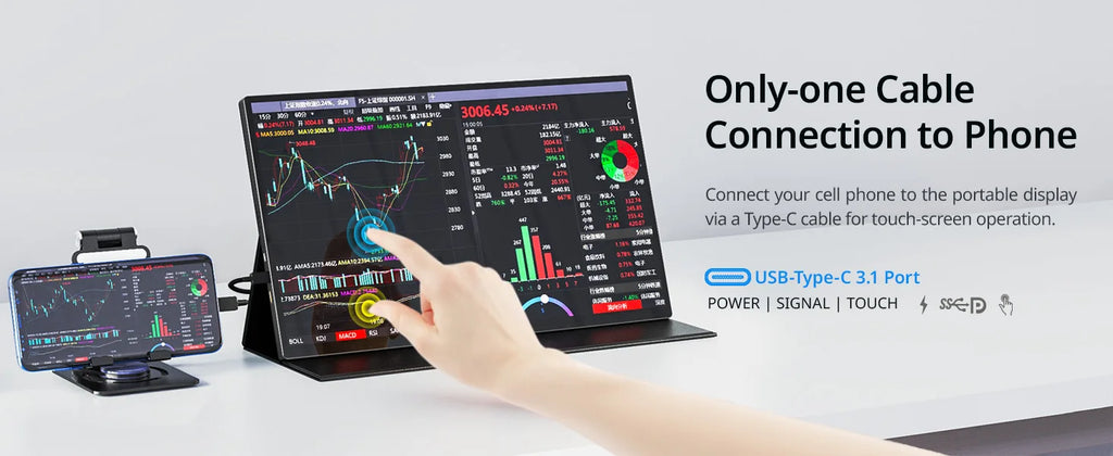 XIANWEI 18.5 inch Portable Monitor Touch 100%sRGB 100Hz External Screen Gaming Office Display For Switch Phone Laptop Xbox PS4/5