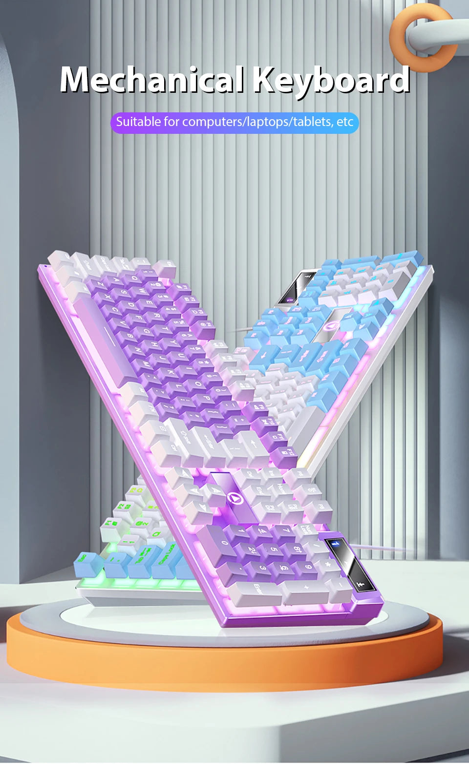 Wired Mechanical Keyboard, Laptop, Desktop Computer, Office Gaming Keyboard, Brown Switch, Multicolor USB Computer Accessories