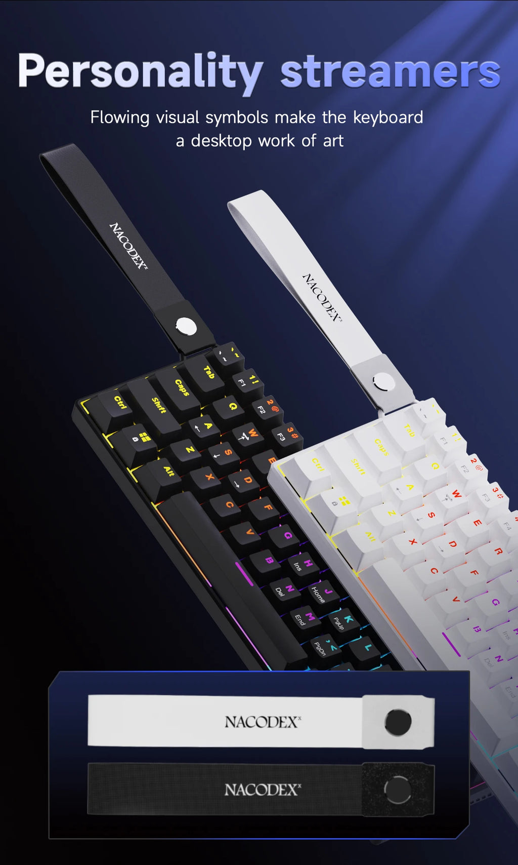Ajazz NK61 Mechanical Wired Gaming Keyboard RGB Lighting Supports Hot-Swappable 61-Key Mechanical Wired Gaming Keyboard