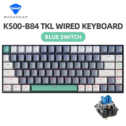 Machenike K500-B84 TKL Wired Mechanical Keyboard 84 Keys LED Backlight Gaming Keyboard PBT Doubleshot Keycaps for PC Laptop