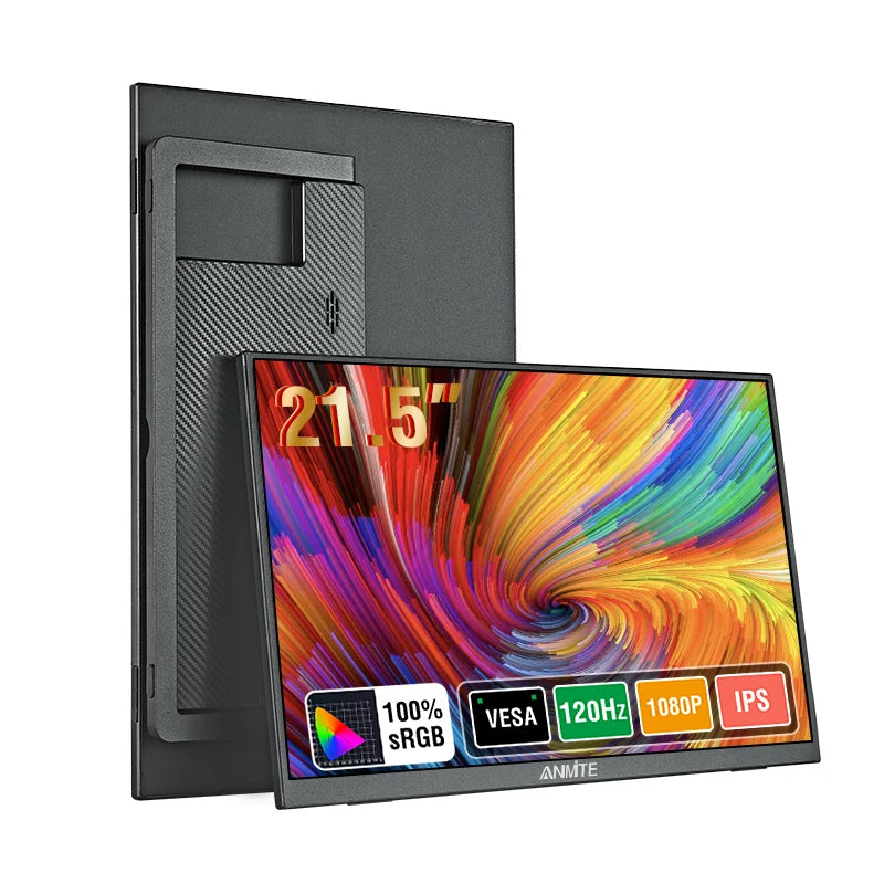 Anmite 21.5 inch Portable Monitor 120Hz RGB100% With VESA Hole & Back bracket Laptop Extended Display ADS-IPS HDR Screen