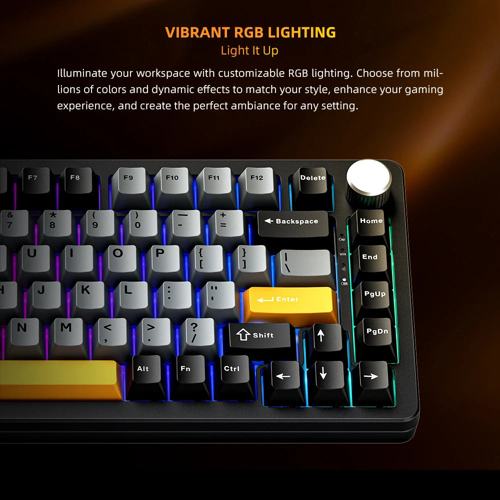 Machenike K600-B82W Mechanical Keyboard Gasket Mounted 75% ANSI Layout Web Driver Support RGB Backlit Wireless Gaming Keyboard