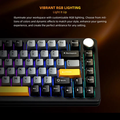Machenike K600-B82W Mechanical Keyboard Gasket Mounted 75% ANSI Layout Web Driver Support RGB Backlit Wireless Gaming Keyboard