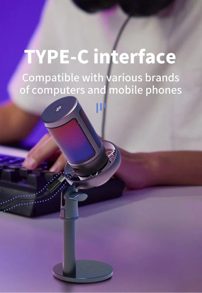 GAM-ME6S USB gaming microphone RGB dazzling lights computer k song recording mobile phone live broadcast