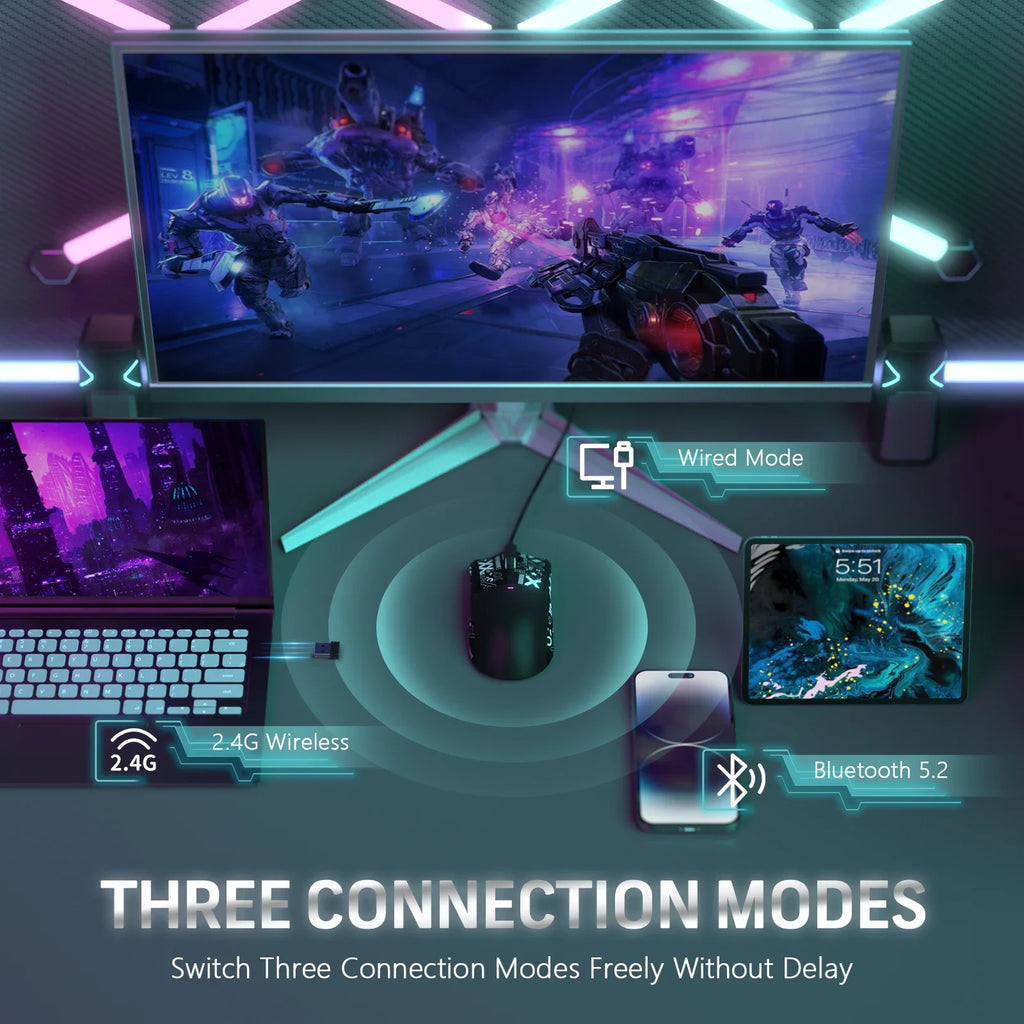 ATTACK SHARK X11 PixArt PAW3311 Three Mode Wireless Gamer Mouse Charging Dock Gaming Sensor, BT/2.4G Wireless Mouse